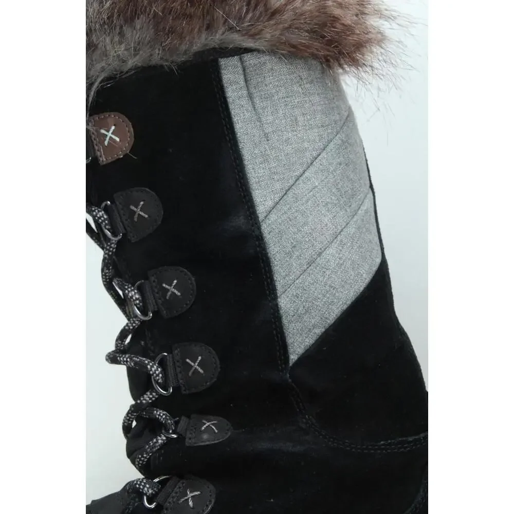 Clarks Wintry Hi Tall Black Suede Boots Womens Size 8 M Thinsulate Faux Fur